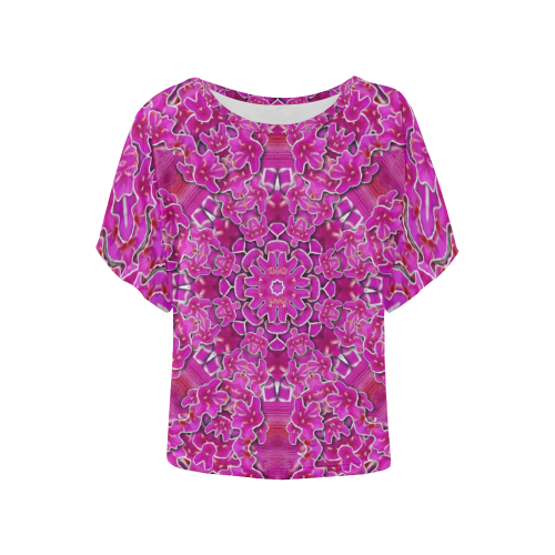 flowering and blooming to bring happiness Women's Batwing-Sleeved Blouse T shirt (Model T44)