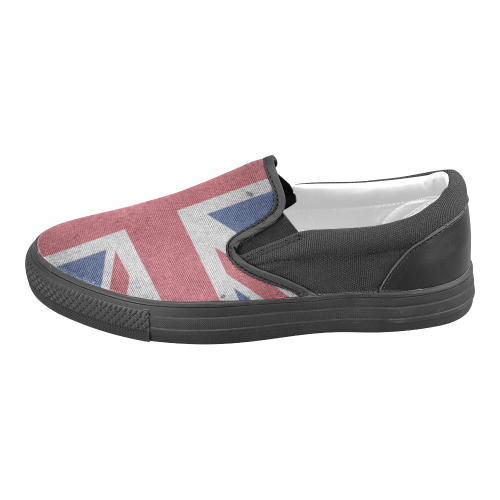 United Kingdom Union Jack Flag - Grunge 1 Women's Unusual Slip-on Canvas Shoes (Model 019)