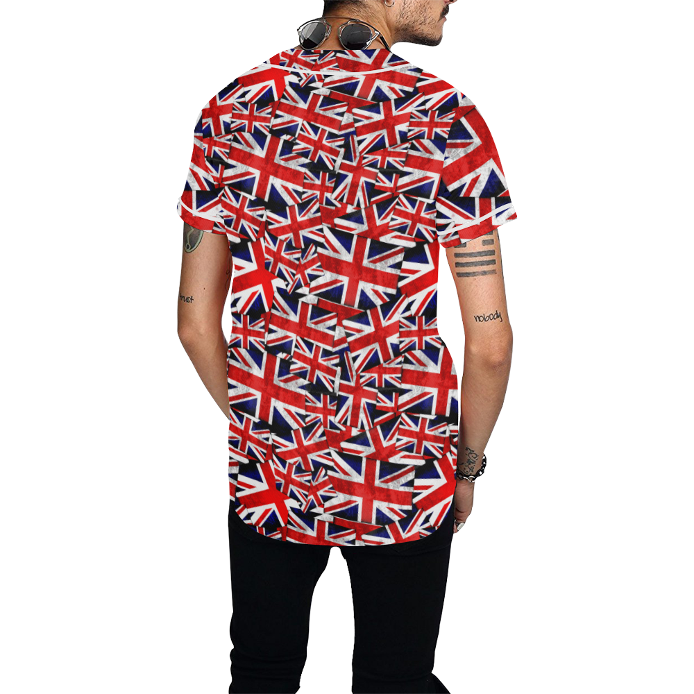 Union Jack British UK Flag All Over Print Baseball Jersey for Men (Model T50)