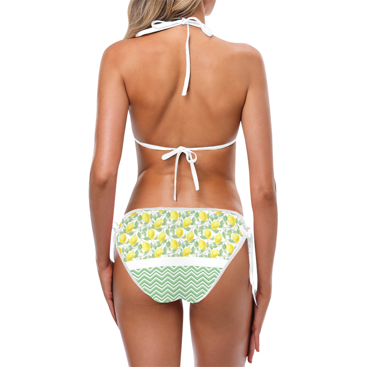 Lemons With Chevron Custom Bikini Swimsuit (Model S01)