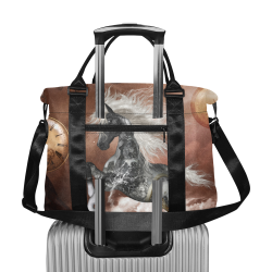 Amazing steampunk horse, silver Large Capacity Duffle Bag (Model 1715)