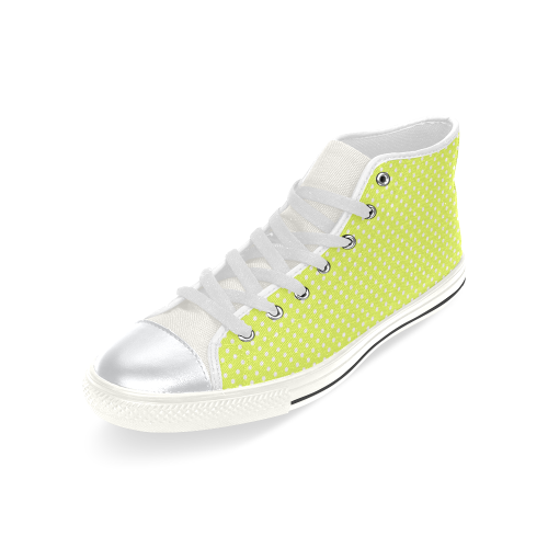 Yellow polka dots High Top Canvas Women's Shoes/Large Size (Model 017)