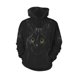 Black Cat All Over Print Hoodie for Men/Large Size (USA Size) (Model H13)