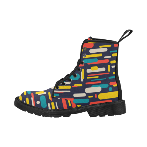 Colorful Rectangles Martin Boots for Men (Black) (Model 1203H)