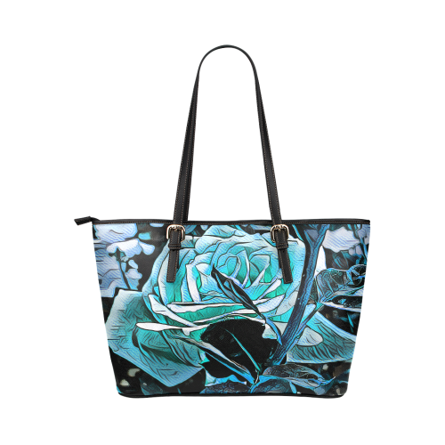 rose passion of blues Leather Tote Bag/Large (Model 1651)