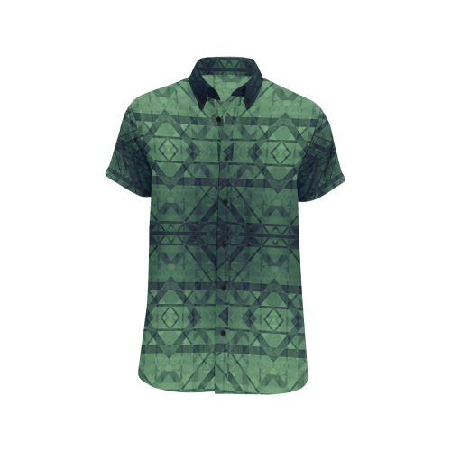 Sci-Fi Green Monster  Geometric design Men's All Over Print Short Sleeve Shirt/Large Size (Model T53)