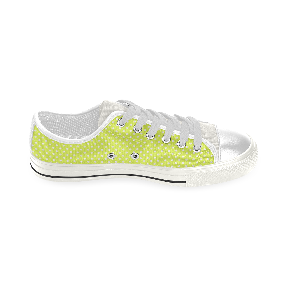Yellow polka dots Low Top Canvas Shoes for Kid (Model 018)