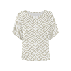 White 3D Geometric Pattern Women's Batwing-Sleeved Blouse T shirt (Model T44)