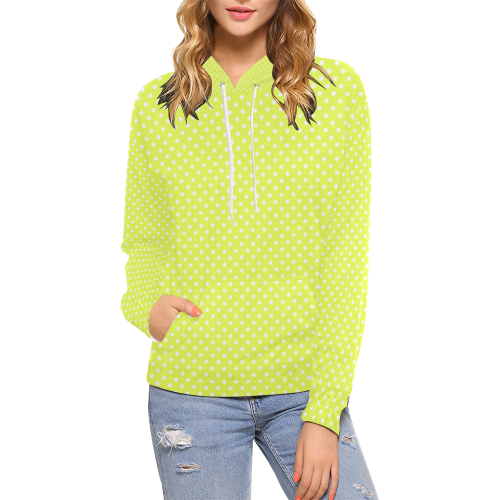 Yellow polka dots All Over Print Hoodie for Women (USA Size) (Model H13)