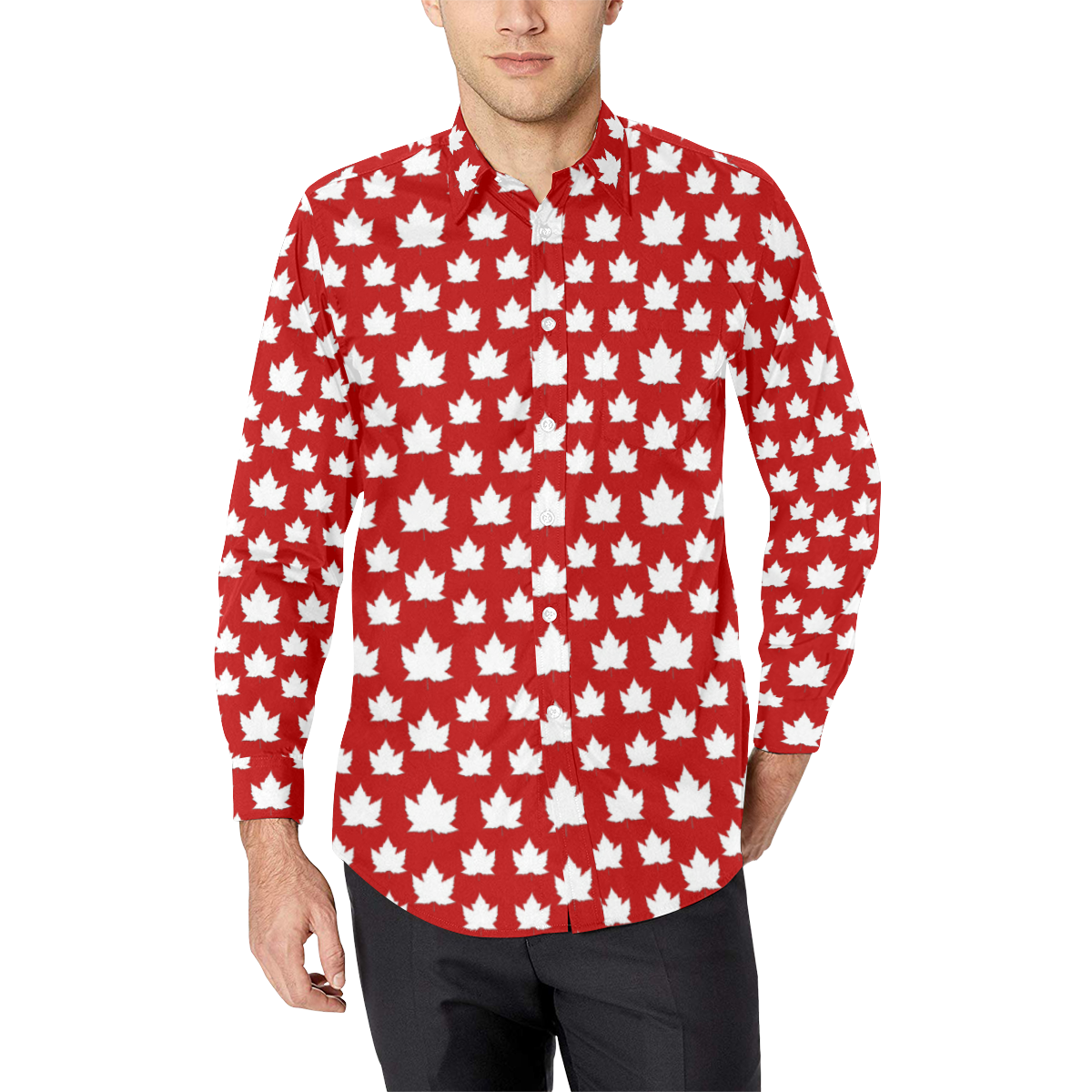 Cute Canada Button-Down Shirts Men's All Over Print Casual Dress Shirt (Model T61)