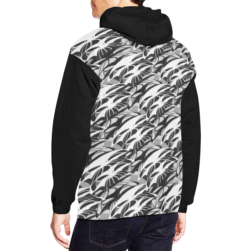 Alien Troops - Black & White Vest Style All Over Print Hoodie for Men/Large Size (USA Size) (Model H13)