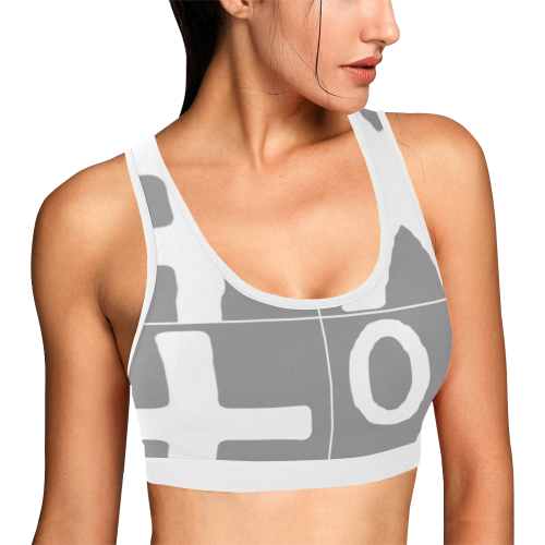 NUMBERS Collection Symbols White/Gray Women's All Over Print Sports Bra (Model T52)