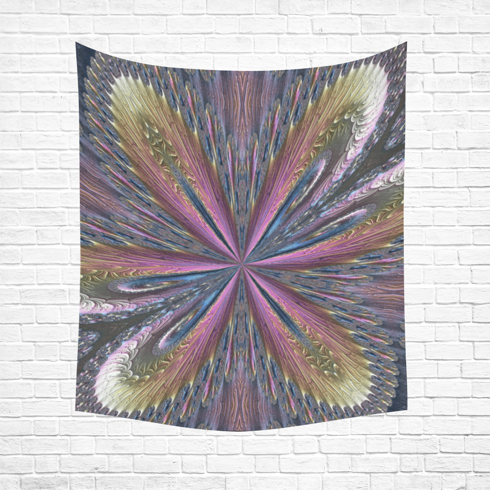 Pastel Abalone Shell Spiral Fractal Mandala 3 Cotton Linen Wall Tapestry 51"x 60"