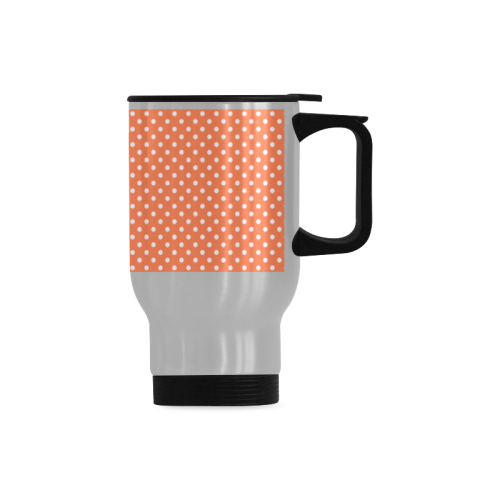 Appricot polka dots Travel Mug (Silver) (14 Oz)