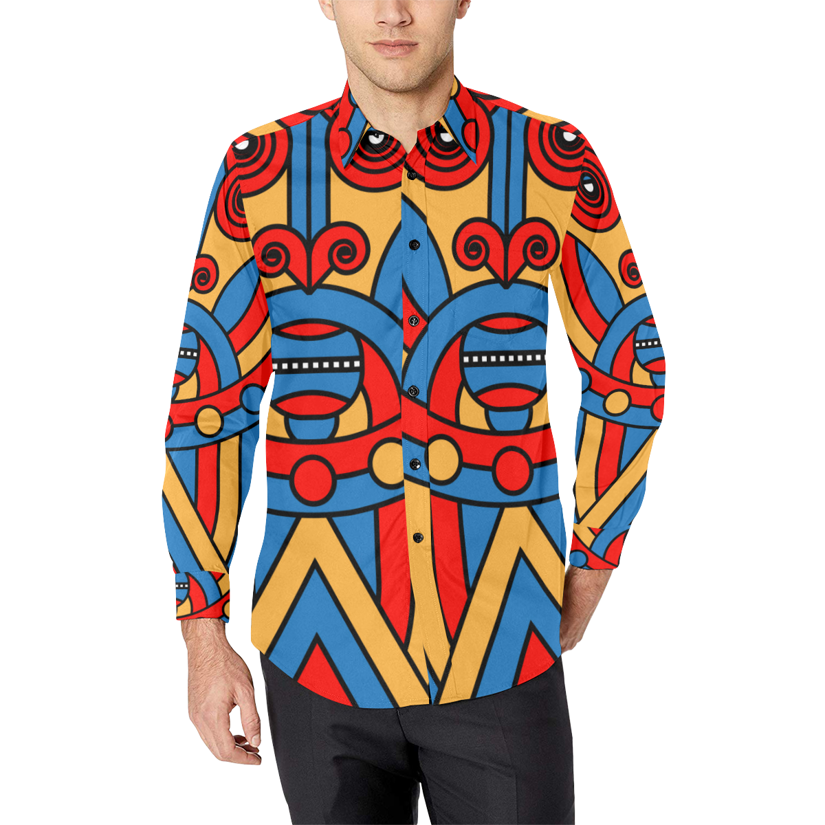 Aztec Maasai Lion Tribal Men's All Over Print Casual Dress Shirt (Model T61)