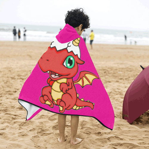 Baby Red Dragon Pink Kids' Hooded Bath Towels