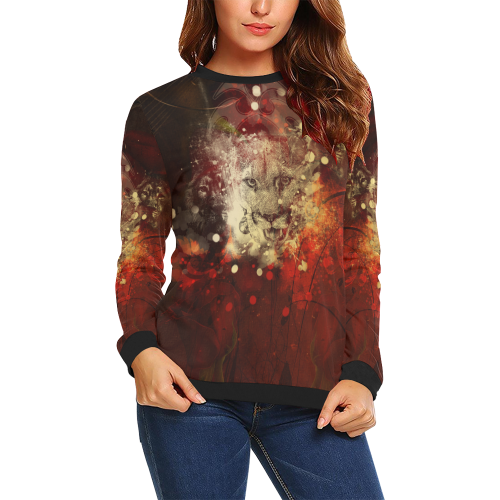 Colorful lion All Over Print Crewneck Sweatshirt for Women (Model H18)