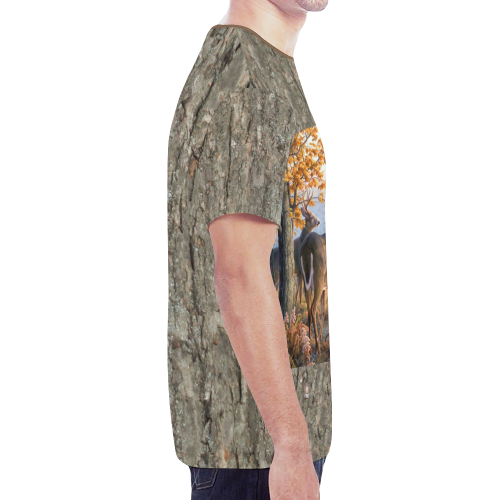 Deer Family Playing In Field New All Over Print T-shirt for Men (Model T45)