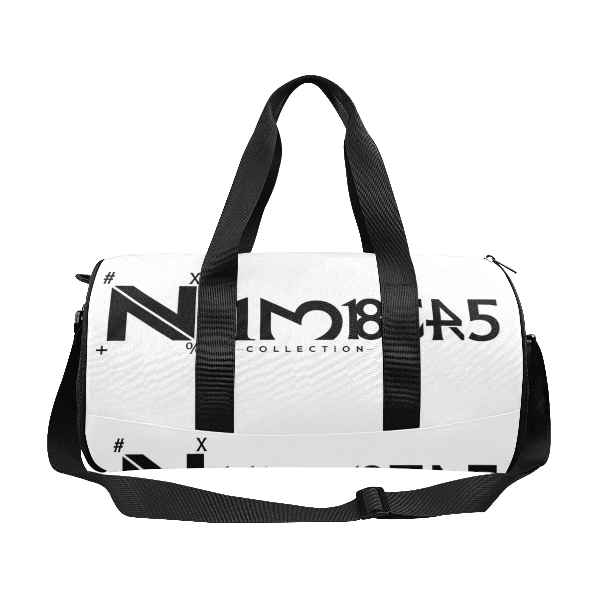 NUMBERS Collection White/ Black Duffle Bag (Model 1679)