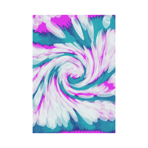 Turquoise Pink Tie Dye Swirl Abstract Garden Flag 28''x40'' （Without Flagpole）
