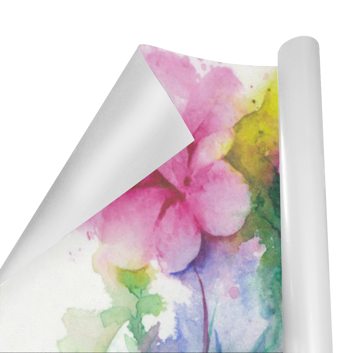 Tropical Flowers, Bold Floral Watercolor Gift Wrapping Paper 58"x 23" (1 Roll)