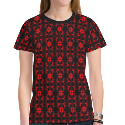 Abstract Flowing * Red on Black New All Over Print T-shirt for Women (Model T45)