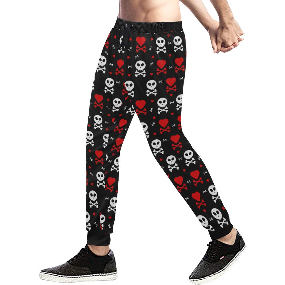 Skull and Crossbones Men's All Over Print Sweatpants/Large Size (Model L11)