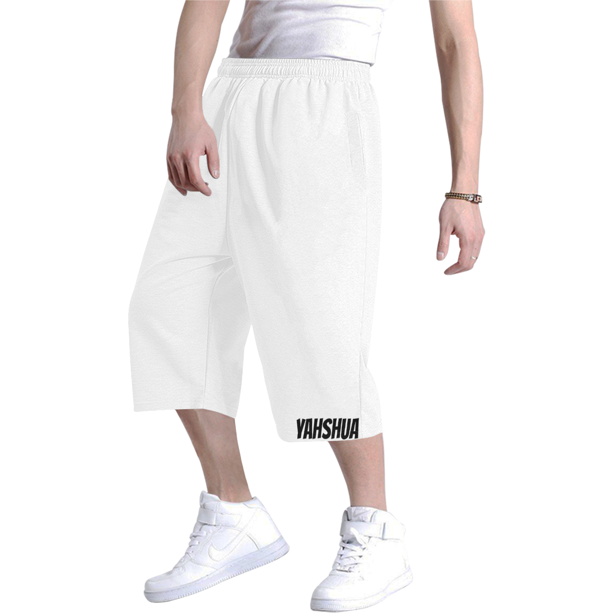 Yahshua White Men's All Over Print Baggy Shorts (Model L37)