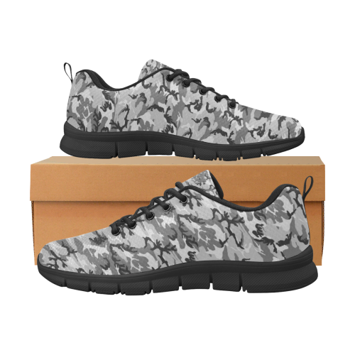 Woodland Urban City Black/Gray Camouflage Men's Breathable Running Shoes (Model 055)
