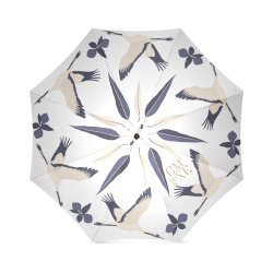 Oiseau Fleur White Umbrella Foldable Umbrella (Model U01)