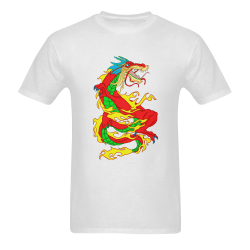 Red Chinese Dragon White Men's T-shirt in USA Size (Front Printing Only) (Model T02)