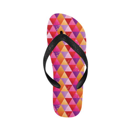 Triangle Pattern - Red Purple Pink Orange Yellow Flip Flops for Men/Women (Model 040)