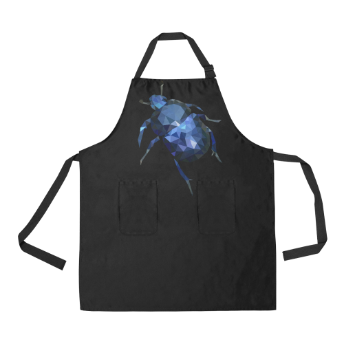 Low poly geometric blue bug All Over Print Apron