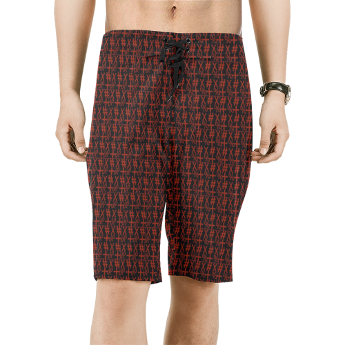 NUMBERS Collection Symbols Red Men's All Over Print Board Shorts (Model L16)