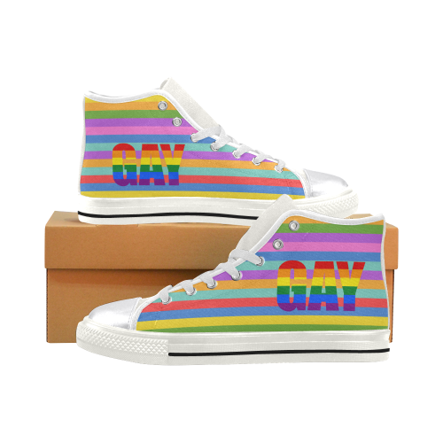 Gay Pride Women's Classic High Top Canvas Shoes (Model 017)
