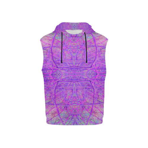 Hot Pink and Purple Abstract Branch Pattern All Over Print Sleeveless Hoodie for Kid (Model H15)