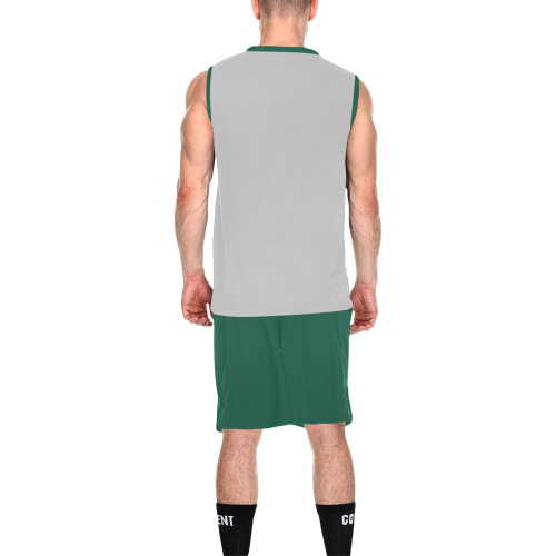 Football and Football Helmet Sports Green and Gray All Over Print Basketball Uniform