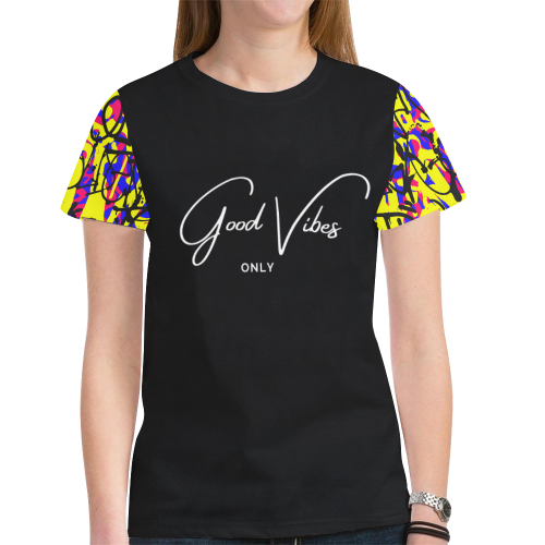 T shirt Black Graffiti 2 GV New All Over Print T-shirt for Women (Model T45)