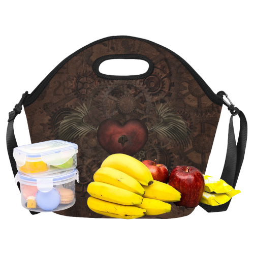 Awesome Steampunk Heart In Vintage Look Neoprene Lunch Bag/Large (Model 1669)