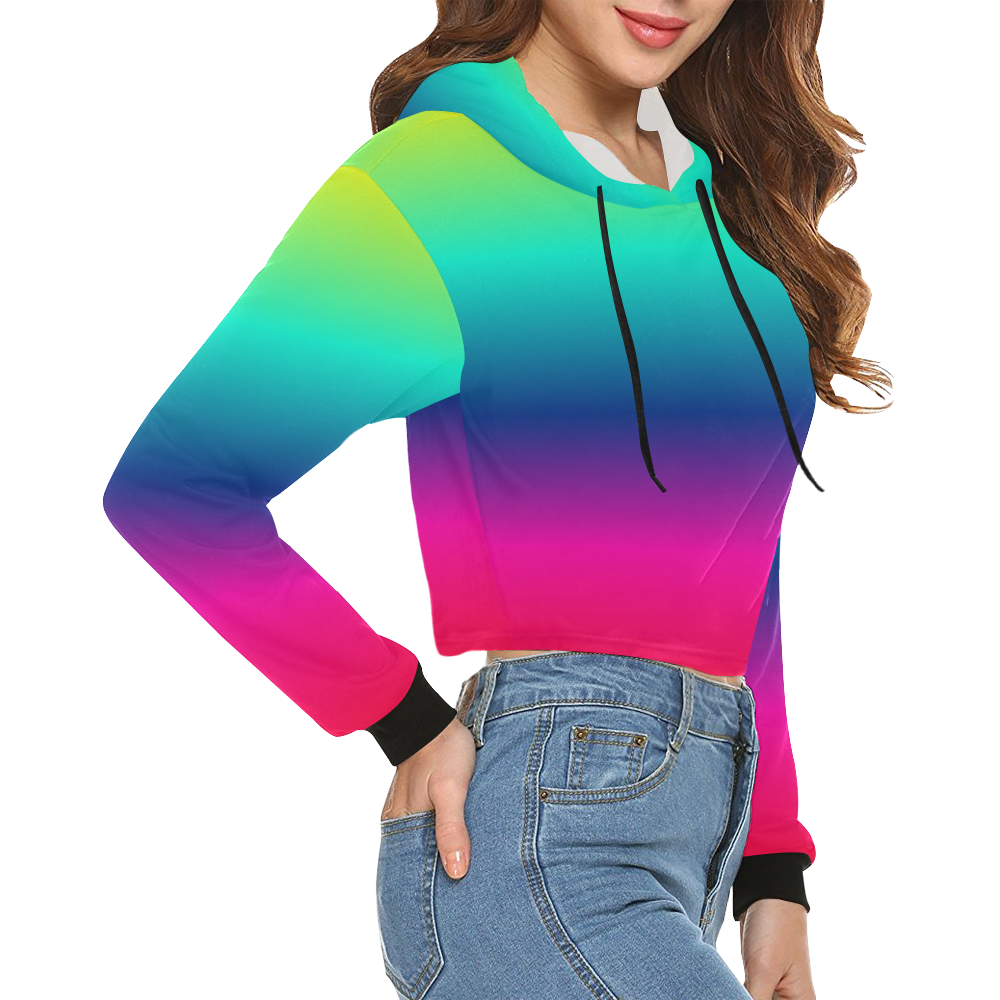 Rainbow crop hoodie All Over Print Crop Hoodie for Women (Model H22)