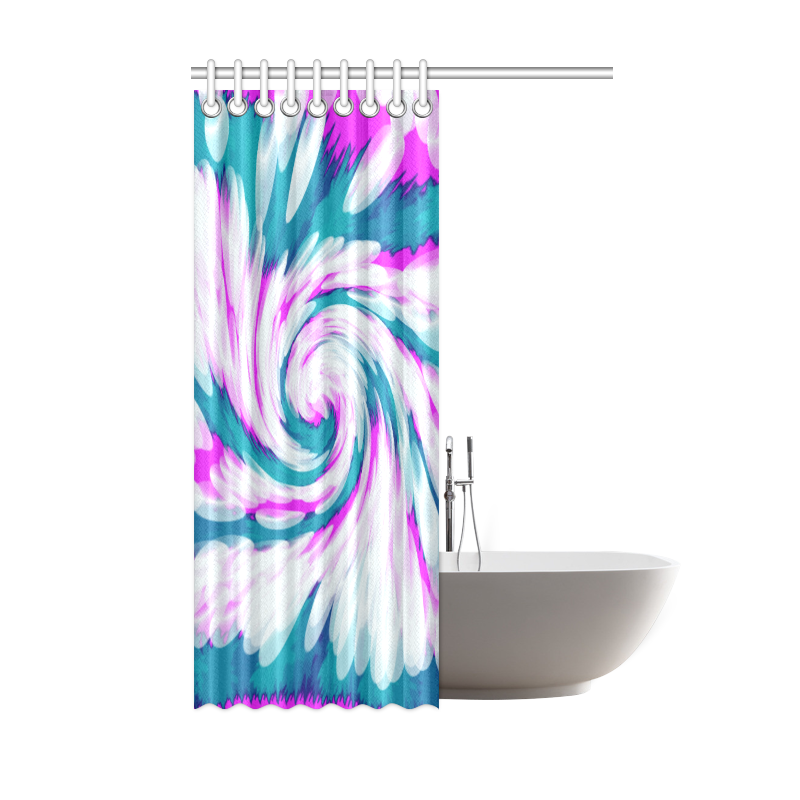 Turquoise Pink Tie Dye Swirl Abstract Shower Curtain 48"x72"