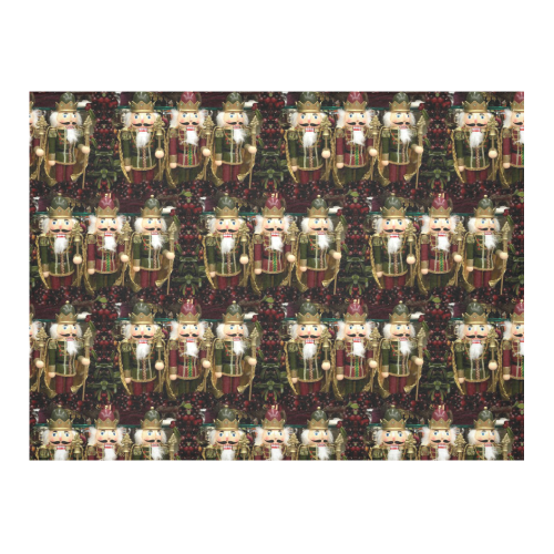 Golden Christmas Nutcrackers Cotton Linen Tablecloth 52"x 70"