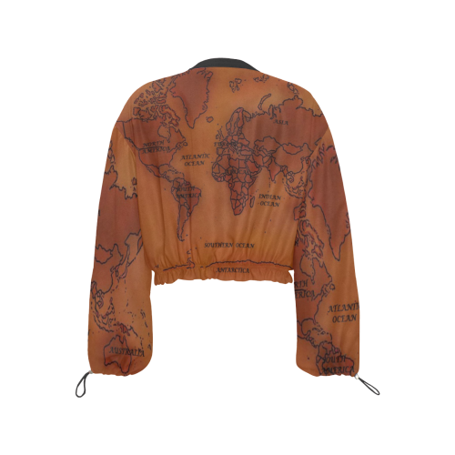 colored maps Cropped Chiffon Jacket for Women (Model H30)