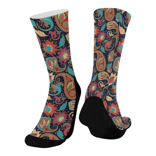 Paisley Pattern Mid-Calf Socks (Black Sole)