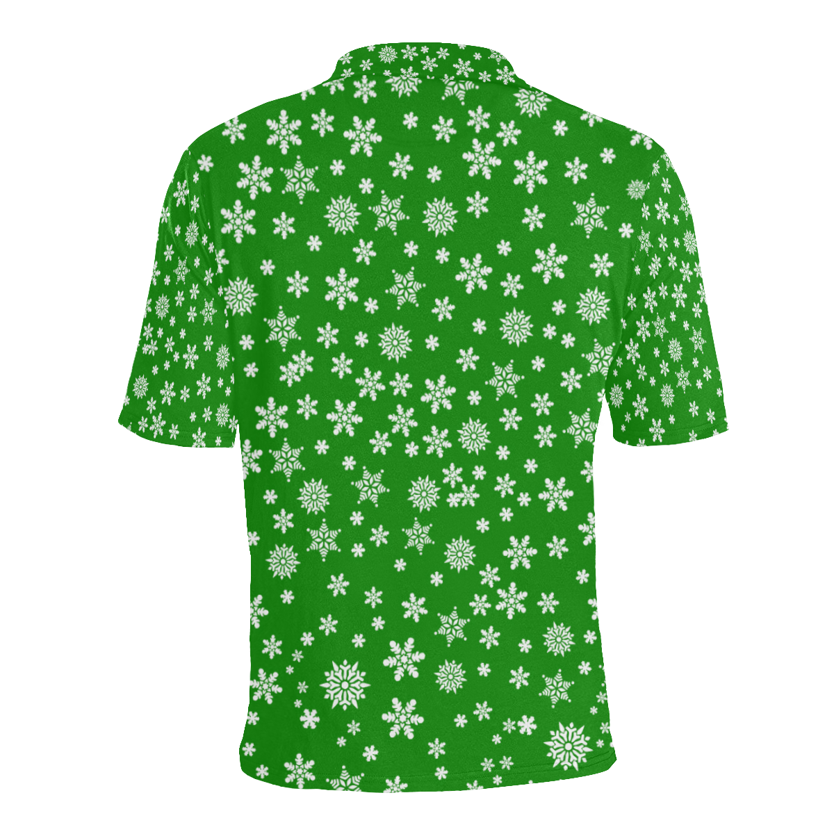 Christmas White Snowflakes on Green Men's All Over Print Polo Shirt (Model T55)
