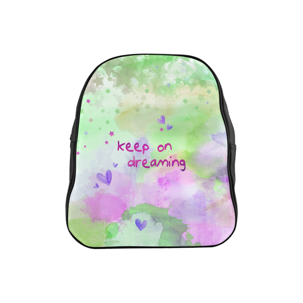 KEEP ON DREAMING - lilac and green School Backpack (Model 1601)(Small)