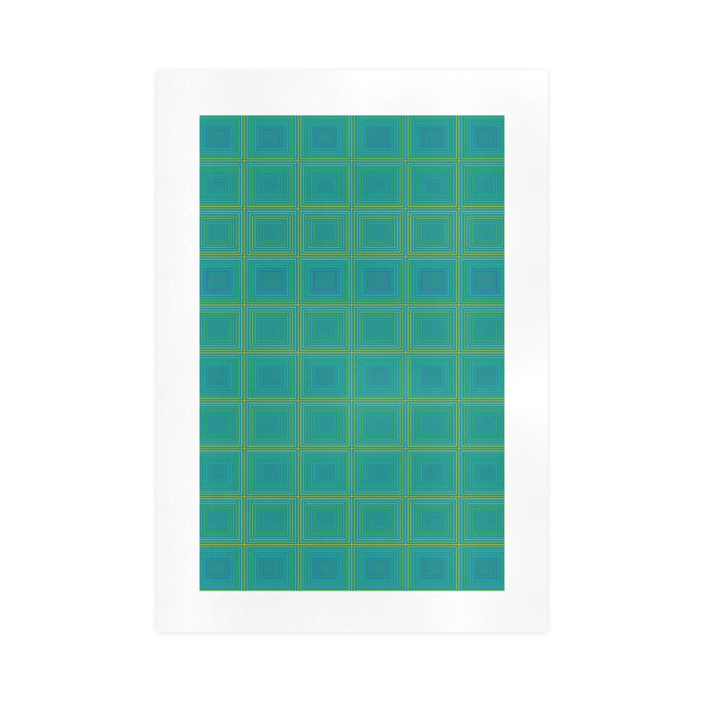 Petroleum golden multicolored multiple squares Art Print 16‘’x23‘’