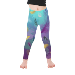Dancing Feathers - Turquoise and Purple Kid's Ankle Length Leggings (Model L06)
