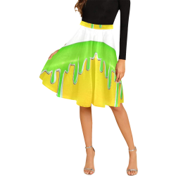 dripping paint in colors Melete Pleated Midi Skirt (Model D15)