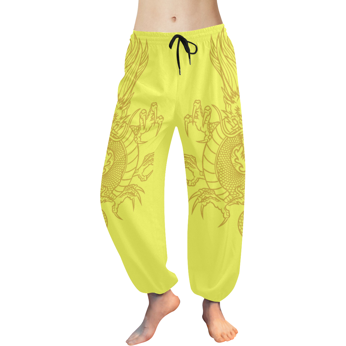 Chinese Dragon yellow Women's All Over Print Harem Pants (Model L18)